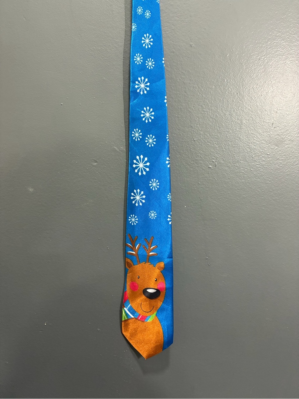 New Christmas Holiday Blue Musical Tie Reindeer